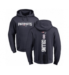 Football New England Patriots #8 Jamie Collins Navy Blue Backer Pullover Hoodie