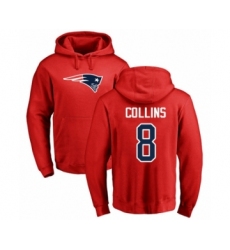 Football New England Patriots #8 Jamie Collins Red Name & Number Logo Pullover Hoodie