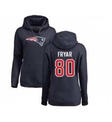 Football Women's New England Patriots #80 Irving Fryar Navy Blue Name & Number Logo Pullover Hoodie