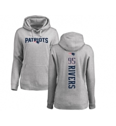 Football Women's New England Patriots #95 Derek Rivers Ash Backer Pullover Hoodie