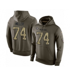 Football Men's Oakland Raiders #74 Kolton Miller Green Salute To Service Pullover Hoodie