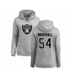 Football Women's Oakland Raiders #54 Brandon Marshall Ash Name & Number Logo Pullover Hoodie