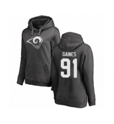 Football Women's Los Angeles Rams #91 Greg Gaines Ash One Color Pullover Hoodie