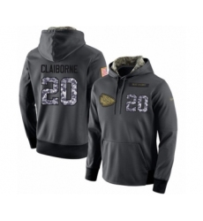 Football Men's Kansas City Chiefs #20 Morris Claiborne Stitched Black Anthracite Salute to Service Player Performance Hoodie