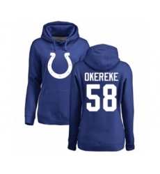 Football Women's Indianapolis Colts #58 Bobby Okereke Royal Blue Name & Number Logo Pullover Hoodie