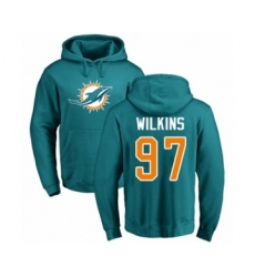 Football Miami Dolphins #97 Christian Wilkins Aqua Green Name & Number Logo Pullover Hoodie