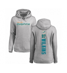 Football Women's Miami Dolphins #97 Christian Wilkins Ash Backer Pullover Hoodie