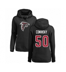 Football Women's Atlanta Falcons #50 John Cominsky Black Name & Number Logo Pullover Hoodie