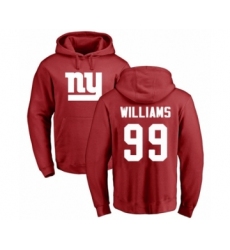 Football New York Giants #99 Leonard Williams Red Name & Number Logo Pullover Hoodie