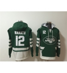 Men's New York Jets #12 Joe Namath Green Ageless Must-Have Lace-Up Pullover Hoodie