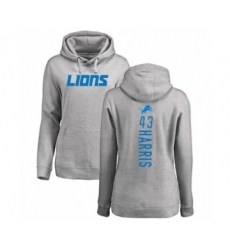 Football Women's Detroit Lions #43 Will Harris Ash Backer Pullover Hoodie