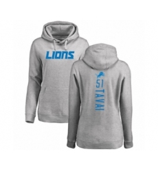 Football Women's Detroit Lions #51 Jahlani Tavai Ash Backer Pullover Hoodie