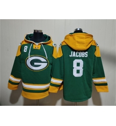 Men's Green Bay Packers #8 Josh Jacobs Green Lace-Up Pullover Hoodie