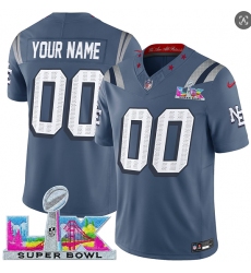 Men's New England Patriots Active Player Custom Storm Blue 2025 F.U.S.E. Super Bowl LX Patch “Rivalries” Vapor Limited Football Stitched Jersey