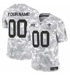 Men's New Orleans Saints Active Player Custom 2024 F.U.S.E Arctic Camo Salute To Service Limited Stitched Football Jersey