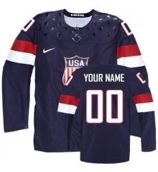 Women's Nike Team USA Customized Authentic Navy Blue Away 2014 Olympic Hockey Jersey
