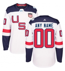Youth Adidas Team USA Customized Authentic White Home 2016 World Cup Ice Hockey Jersey