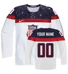Youth Nike Team USA Customized Authentic White Home 2014 Olympic Hockey Jersey