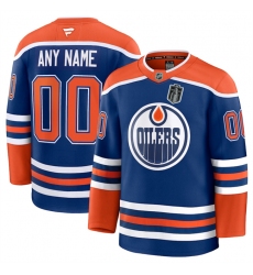 Men's Edmonton Oilers Custom Royal 2025 Stanley Cup Final Patch Stitched Hockey Jersey