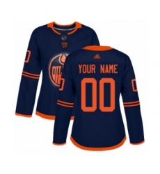 Women's Edmonton Oilers Customized Authentic Navy Blue Alternate Hockey Jersey