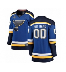 Women's St. Louis Blues Customized Fanatics Branded Royal Blue Home Breakaway 2019 Stanley Cup Champions Hockey Jersey