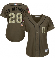 Women's Majestic Boston Red Sox #28 J D Martinez Authentic Green Salute to Service 2018 World Series Champions MLB Jersey