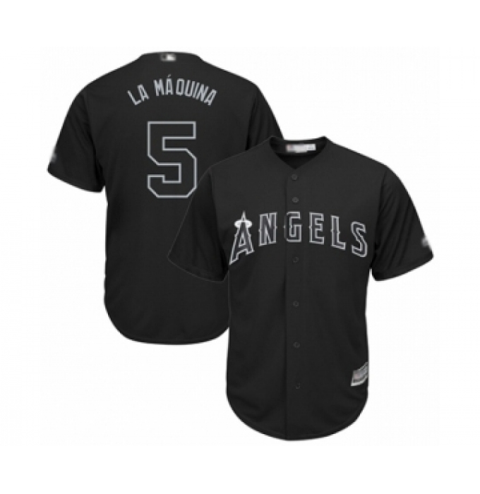 Men's Los Angeles Angels of Anaheim #5 Albert Pujols  La Maquina  Authentic Black 2019 Players Weekend Baseball Jersey