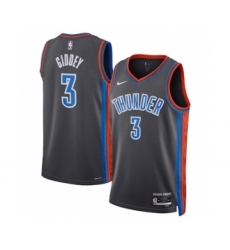 Men's Oklahoma City Thunder #3 Josh Giddey Gray Icon Edition Stitched Basketball Jersey