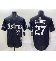 Men's Houston Astros #27 Jose Altuve Black Gothic 'Houston Born Barrio Raised' Limited Stitched Baseball Jersey