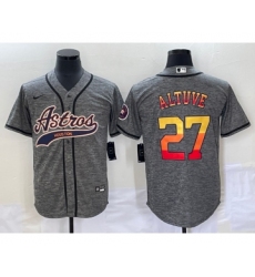 Men's Houston Astros #27 Jose Altuve Grey Gridiron Cool Base Stitched Baseball Jersey