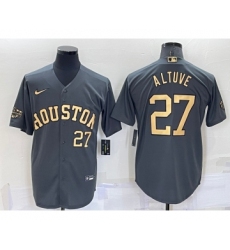 Men's Houston Astros #27 Jose Altuve Number Grey 2022 All Star Stitched Cool Base Nike Jersey