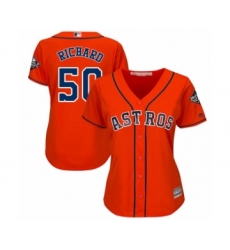 Women's Houston Astros #50 J.R. Richard Authentic Orange Alternate Cool Base 2019 World Series Bound Baseball Jersey