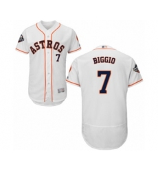 Men's Houston Astros #7 Craig Biggio White Home Flex Base Authentic Collection 2019 World Series Bound Baseball Jersey
