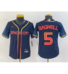 Youth Houston Astros #5 Jeff Bagwell 2022 Navy Blue City Connect Cool Base Stitched Jersey
