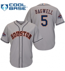 Youth Majestic Houston Astros #5 Jeff Bagwell Replica Grey Road 2017 World Series Champions Cool Base MLB Jersey