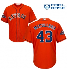 Men's Majestic Houston Astros #43 Lance McCullers Replica Orange Alternate 2017 World Series Champions Cool Base MLB Jersey