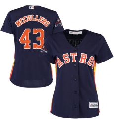 Women's Majestic Houston Astros #43 Lance McCullers Replica Navy Blue Alternate 2017 World Series Champions Cool Base MLB Jersey