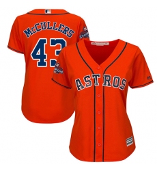 Women's Majestic Houston Astros #43 Lance McCullers Replica Orange Alternate 2017 World Series Champions Cool Base MLB Jersey