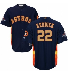 Men's Majestic Houston Astros #22 Josh Reddick Replica Navy Blue Alternate 2018 Gold Program Cool Base MLB Jersey