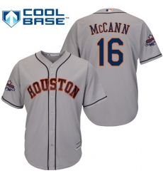 Youth Majestic Houston Astros #16 Brian McCann Authentic Grey Road 2017 World Series Champions Cool Base MLB Jersey