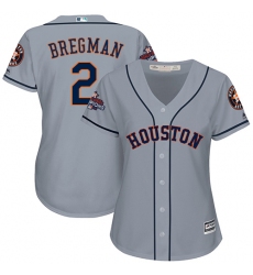 Women's Majestic Houston Astros #2 Alex Bregman Replica Grey Road 2017 World Series Champions Cool Base MLB Jersey