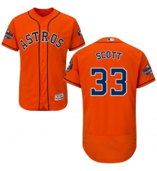 Men's Majestic Houston Astros #33 Mike Scott Authentic Orange Alternate 2017 World Series Champions Flex Base MLB Jersey