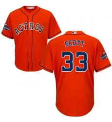 Men's Majestic Houston Astros #33 Mike Scott Replica Orange Alternate 2017 World Series Champions Cool Base MLB Jersey