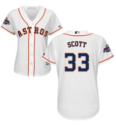 Women's Majestic Houston Astros #33 Mike Scott Authentic White Home 2017 World Series Champions Cool Base MLB Jersey