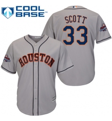 Youth Majestic Houston Astros #33 Mike Scott Replica Grey Road 2017 World Series Champions Cool Base MLB Jersey