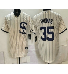 Men's Chicago White Sox #35 Frank Thomas Cream Player Name 2021 Field of Dreams Authentic Jersey