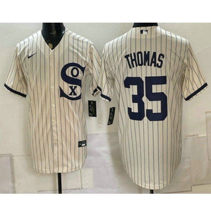 Men's Chicago White Sox #35 Frank Thomas Cream Player Name 2021 Field of Dreams Authentic Jersey