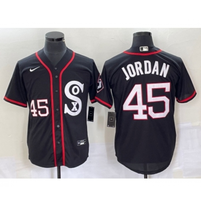 Men's Nike Chicago White Sox #45 Michael Jordan Black Retro Stitched MLB Nike Cool Base Jersey