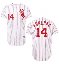 Men's Majestic Chicago White Sox #14 Paul Konerko Authentic White/Red Strip MLB Jersey