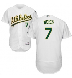 Men's Majestic Oakland Athletics #7 Walt Weiss White Home Flex Base Authentic Collection MLB Jersey